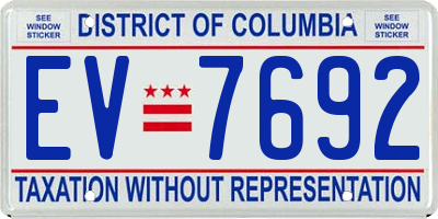 DC license plate EV7692