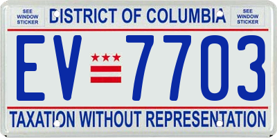 DC license plate EV7703