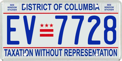 DC license plate EV7728