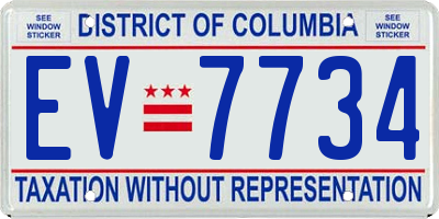 DC license plate EV7734