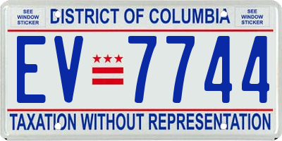 DC license plate EV7744