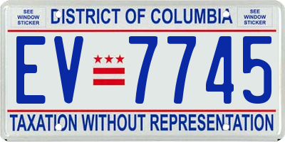 DC license plate EV7745