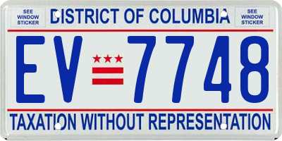 DC license plate EV7748