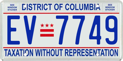 DC license plate EV7749