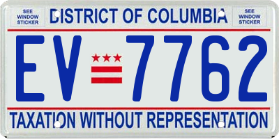 DC license plate EV7762