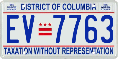 DC license plate EV7763