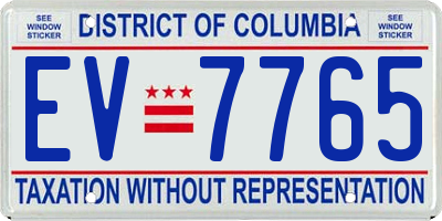 DC license plate EV7765