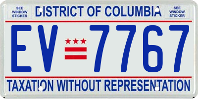 DC license plate EV7767