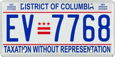 DC license plate EV7768