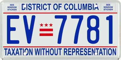 DC license plate EV7781