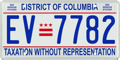 DC license plate EV7782