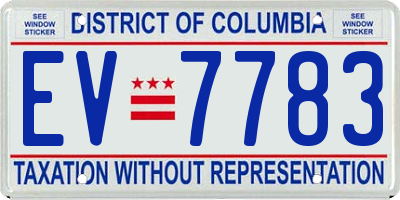 DC license plate EV7783