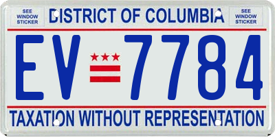 DC license plate EV7784