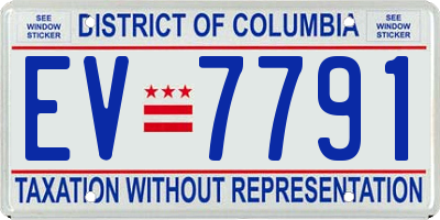 DC license plate EV7791