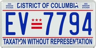 DC license plate EV7794