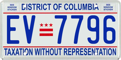 DC license plate EV7796
