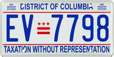 DC license plate EV7798