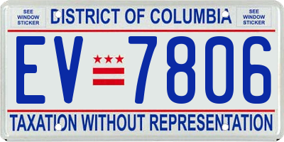 DC license plate EV7806