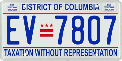 DC license plate EV7807