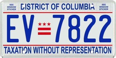 DC license plate EV7822