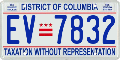 DC license plate EV7832