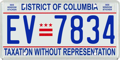 DC license plate EV7834