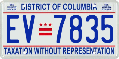 DC license plate EV7835