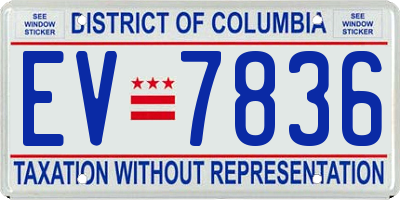 DC license plate EV7836