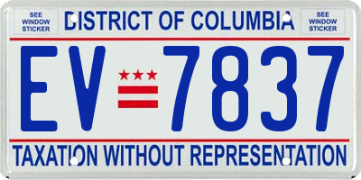 DC license plate EV7837