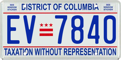 DC license plate EV7840