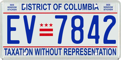 DC license plate EV7842