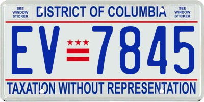 DC license plate EV7845