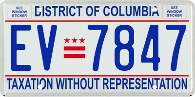 DC license plate EV7847