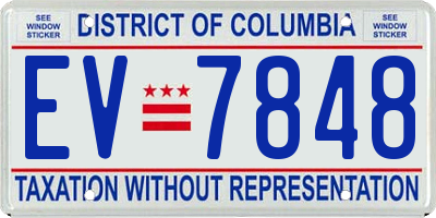 DC license plate EV7848