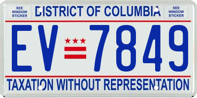 DC license plate EV7849