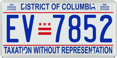 DC license plate EV7852