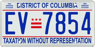 DC license plate EV7854