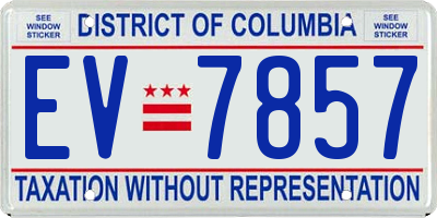 DC license plate EV7857