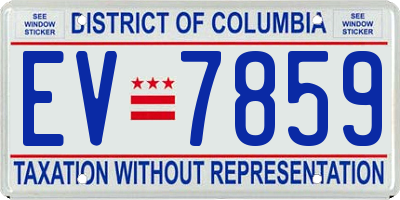 DC license plate EV7859