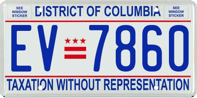 DC license plate EV7860