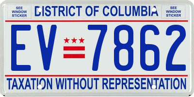 DC license plate EV7862