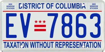 DC license plate EV7863