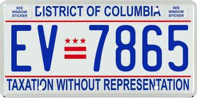 DC license plate EV7865