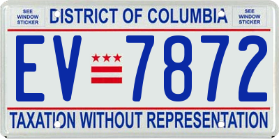 DC license plate EV7872