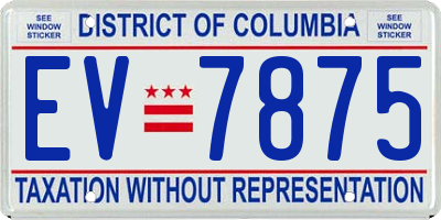 DC license plate EV7875