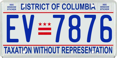 DC license plate EV7876