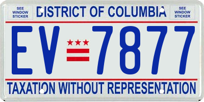 DC license plate EV7877