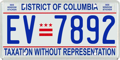 DC license plate EV7892
