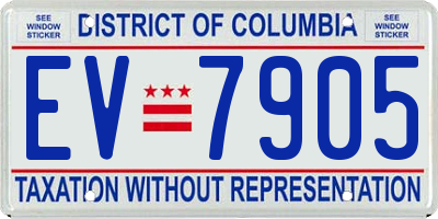 DC license plate EV7905