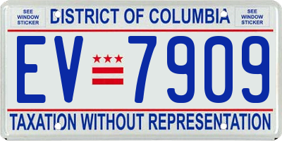 DC license plate EV7909